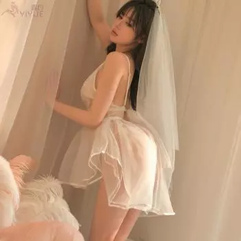 Сексуальное нижнее белье сексуальное кружевное искушение ажурная сетка перспектива горячее свадебное платье униформа пижамный комплект One size