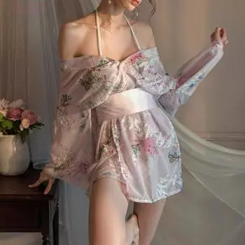 Сексуальное нижнее белье сексуальное вышитое кимоно трехточечный глубокий V горячая униформа женский соблазнительный костюм average size