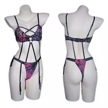 Сексуальное нижнее белье сексуальное трехточечное ремни комбинезон подвязка свободный сбор соблазн sm костюм One size [80-80kg]