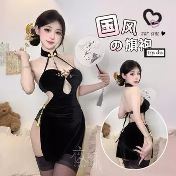 Сексуальное нижнее белье сексуальное полое с высоким разрезом чонсам горячее искушение голая спина большой размер пижама юбка униформа оптовая продажа 2491 average size