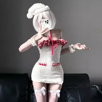 Сексуальное нижнее белье сексуальное рождественское чистое желание ветер одежда для сна женская униформа белый воротник бедра юбка комплект One size