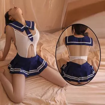 Сексуальное нижнее белье Сексуальное нижнее белье Advanced Sense Hot Passion Campus Jk Pure Desire Wind Open Crotch Free Short Skirt Women One size