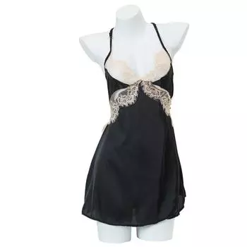 Сексуальное нижнее белье Сексуальные женщины Низкий вырез Большие кружевные ресницы спинки Чистая страсть подтяжки ночная рубашка женский костюм One Size чёрный