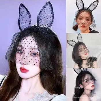 Сексуальное нижнее белье сексуальные кошачьи ушки повязка на голову вуаль кроличьи ушки Интернет знаменитость селфи артефакт смутно Американский оптовая продажа A41 one size fits all чёрный