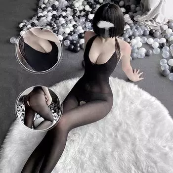 Сексуальное нижнее белье, сексуальные шелковые чулки, прозрачный костюм для страсти, открытый файл, комбинезон без снятия One size