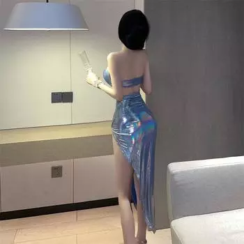 Сексуальное нижнее белье сексуальные красотки ночной клуб стиль топ-труба высокая талия полубоди разрез юбка дразнящий костюм one size fits all