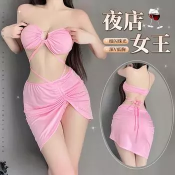 Сексуальное нижнее белье, сексуальные подтяжки, ночная рубашка с высокой талией и разрезом для ночного клуба, короткая юбка, костюм для безстрастного секса Average size
