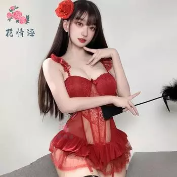 Сексуальное нижнее белье, сексуальный сетчатый нагрудник, жилет на косточках, бесплатная пачка, униформа average size