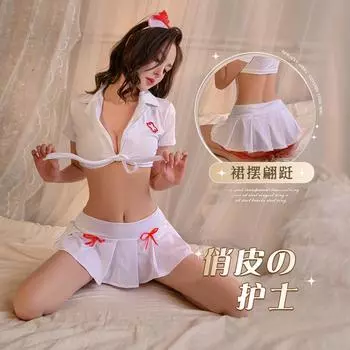Сексуальное нижнее белье Сексуальный костюм медсестры Страсть Косплей Чистое желание Соблазн Без шнуровки Игровой костюм One size