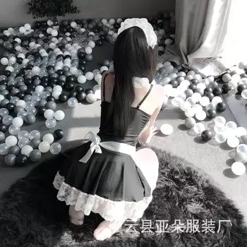 Сексуальное нижнее белье Сексуальный костюм горничной Форма горничной Косплей Кружево Глубокий V Вырез Полый Комплект average size (80-60 kg)