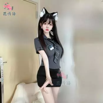 Сексуальное нижнее белье сексуальный косплей школьная форма соблазнение OL секретарь юбка на бедрах горячий страстный наряд average size