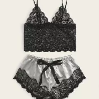 Сексуальное нижнее белье, сексуальный женский кружевной жилет с короткими рукавами S