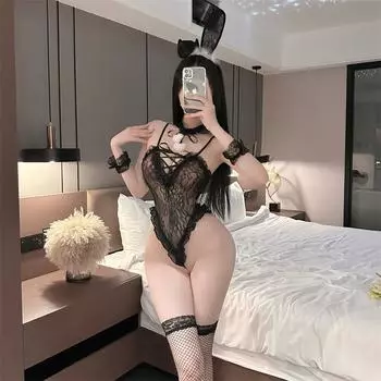 Сексуальное нижнее белье сексуальный кролик кружева соблазнение косплей горячая форма без взятия комбинезон Average size 80-60 kg