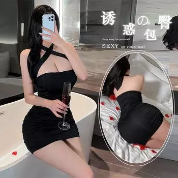 Сексуальное нижнее белье Сексуальный темперамент Spice Girl Высококачественное белое платье с бретельками через шею, облегающее платье с подтяжками, юбка на бедрах average size 80-60kg