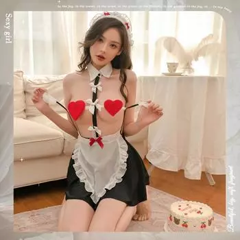 Сексуальное нижнее белье, сексуальный фартук для горничной, сетчатая юбка с тремя точками, комплект униформы горничной 7 average size