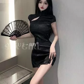 Сексуальное нижнее белье, сексуальный темперамент, чонсам Spice Girls, облегающий крой, бедра, ночной клуб, униформа, искушение, игровой костюм M