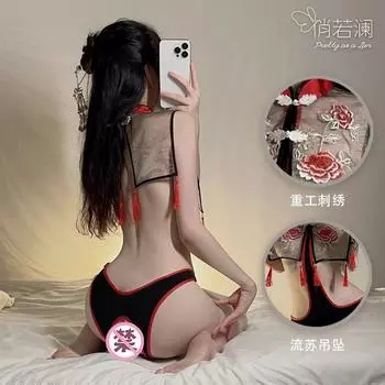 Сексуальное нижнее белье сексуальный комбинезон с вышивкой бесплатно промежность соблазнительный комплект cheongsam комбинезон average size [can wear 80-62.5 kg]
