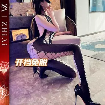 Сексуальное нижнее белье Сексуальный соблазнительный комбинезон Обтягивающий прозрачный наряд Открытый промежностный костюм из сетки Униформа для страсти average size [80-70kg]