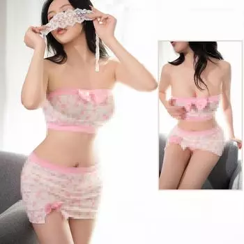 Сексуальное нижнее белье, сексуальный топ, бант, маленькая грудь, большая пижама, японская цветочная юбка на бедрах, чистое желание One size
