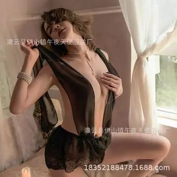 Сексуальное нижнее белье шея цельный трехточечный горячая прозрачная пижама страсть униформа соблазн молочный кружевной комплект 1573 one size fits all