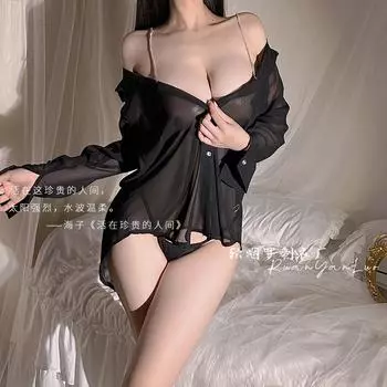 Сексуальное нижнее белье шифоновая рубашка бойфренд ветровка чистое желание искушение нижнее белье стразы плечевой ремень униформа 7 one size fits all