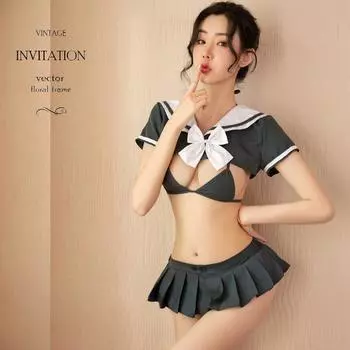 Сексуальное нижнее белье, симпатичная мини-юбка, серая грудь, студенческое платье, униформа jk, соблазн, сексуальный костюм с тремя точками one size fits all