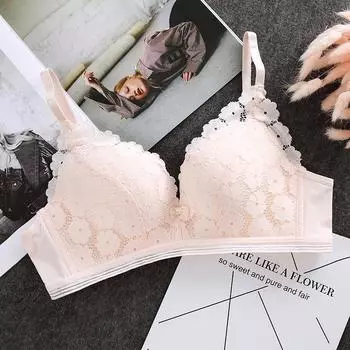 Сексуальное нижнее белье со сломанным цветком без стального кольца, специальное нижнее белье для девочек, сборка и регулировка анти-легкой боковой коллекции груди 70A белый