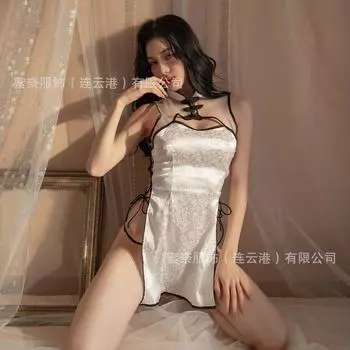 Сексуальное нижнее белье соблазн без спинки чистый цельный свободный цельный с разрезом по бокам ремешок чонсам ночная рубашка сексуальный костюм average size 80-60kg