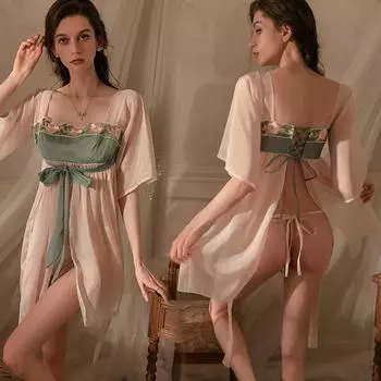 Сексуальное нижнее белье старинная шифоновая газовая юбка суд живот карман сексуальное cos ханфу соблазнение маленькая грудь флирт крышка Average size