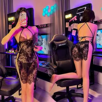 Сексуальное нижнее белье Страсть Красота Перспектива Тонкий Ретро Кружева Кружева Соблазнение Сексуальная Ночная Рубашка Cheongsam One Size