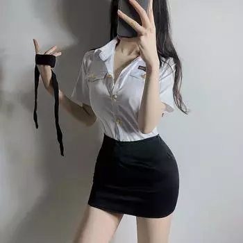 Сексуальное нижнее белье стюардессы полицейского соблазнение страсть бедра юбка косплей униформа One Size