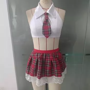 Сексуальное нижнее белье Студенческая одежда Сексуальный секс Мини-юбка Комплект Костюм на Хэллоуин S