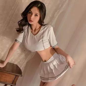 Сексуальное нижнее белье Студенческая одежда Соблазнительная юбка Комплект сексуальная униформа Косплей One Size