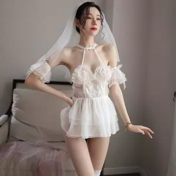 Сексуальное нижнее белье свадебная фата пышная принцесса свинг вышитая стразами повязка на голову сексуальная шея One Size