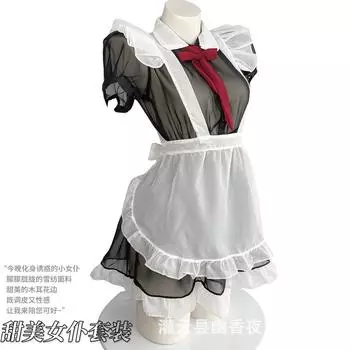 Сексуальное нижнее белье униформа соблазнение ремень фартук сетка перспектива косплей сексуальный костюм горничной One Size