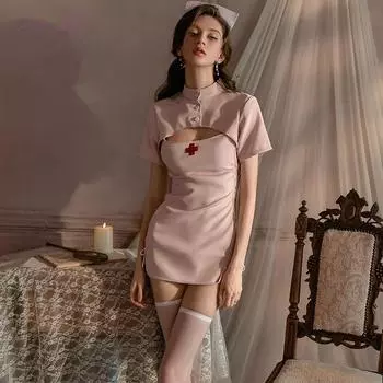 Сексуальное нижнее белье выдолбленный росистый ров сексуальный наряд медсестры женские секущиеся кончики зашнурованные ягодицы униформа соблазнительный костюм one size fits all