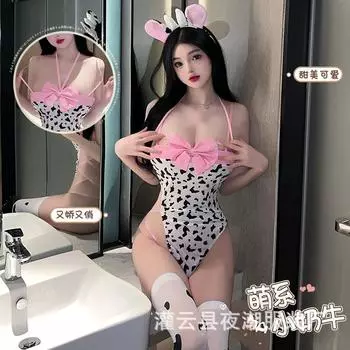 Сексуальное нижнее белье женская страсть горячая кровать пижама чистое желание корова цельный униформа соблазнение 2700 one size fits all