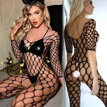Сексуальное нижнее белье Женские чулки для всего тела Колготки в сеточку Нижнее белье Костюмы Эротический полый боди Самый сексуальный перспективный боди XXS