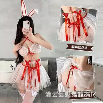 Сексуальное нижнее белье женский кролик униформа соблазнительная кружевная сексуальная юбка на подтяжках горячее чистое желание бесплатно 2650 average size