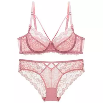 Сексуальное нижнее белье, женский ультратонкий прозрачный кружевной бюстгальтер без губки, большая грудь, маленький непровисающий комплект с бюстгальтером большого размера 70A белый