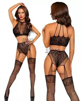 сексуальное нижнее белье женское эротическое Нижнее белье Нижнее белье больших размеров Babydoll Нижнее белье Сорочки Боди Подвязка для чулок жилет+чулок S-XXL flexible