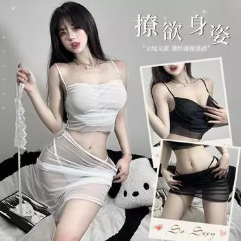 Сексуальное нижнее белье женское чистое желание сексуальная подтяжка бедра юбка горячая сетка соблазнение бесплатный пижамный комплект 8106 8108 polyester ammonia mesh fabric