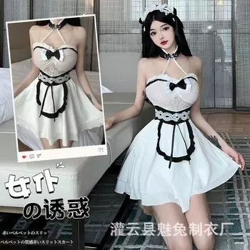 Сексуальное нижнее белье женское чистое желание сексуальное двухмерное платье горничной униформа горничной соблазн не снимаемый халат 2760 One Size