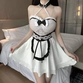 Сексуальное нижнее белье женское чистое желание сексуальное двухмерное платье горничной униформа горничной соблазн халат без снятия One Size
