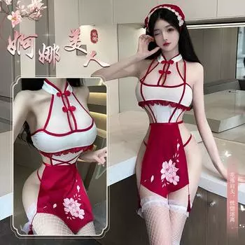 Сексуальное нижнее белье женское сексуальное бесплатное антикварное чонсам страсть искушение пижамный комплект униформа халат 2775 average size