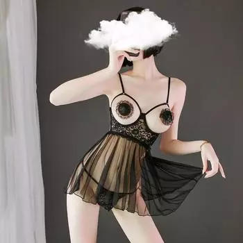 Сексуальное нижнее белье женское сексуальное глубокое V-образное сеточное соблазнение страсть грудь разрез подтяжки ночная рубашка домашняя одежда one size fits all