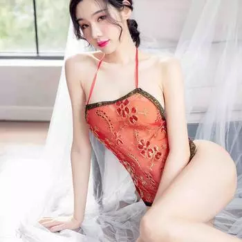 Сексуальное нижнее белье женское сексуальное с карманом на животе классическое высококачественное вышитое пайетками прозрачное пижамное белье перспектива большой размер one size fits all