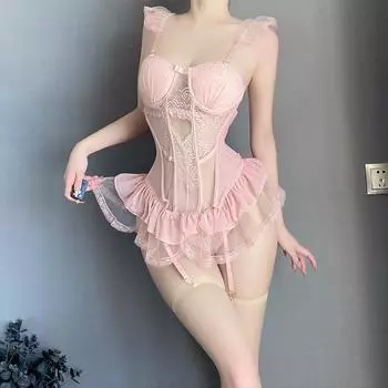 Сексуальное нижнее белье женское сексуальное киль стальной поднос жилет корректирующее белье маленькая грудь большой комбинезон комплект M (80-55kg)