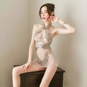Сексуальное нижнее белье женское сексуальное ретро перспектива жаккард высокая вилка ципао униформа комплект один предмет нижнего белья one size fits all