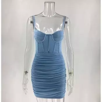 Сексуальное облегающее мини-платье-сетка Light blue S